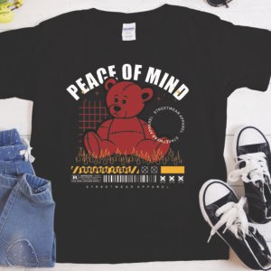 Peace Of Mind Bear T-Shirt | Heavyweight Unisex Crewneck T-shirt | Gildan® 5000