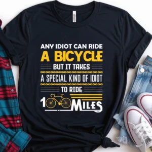 100 Miles Cycling Idiot Premium Unisex Crewneck T-shirt | Bella + Canvas 3001