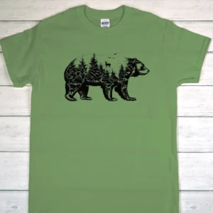 Forest in Bear Minimalist Heavyweight Unisex Crewneck T-shirt | Gildan® 5000