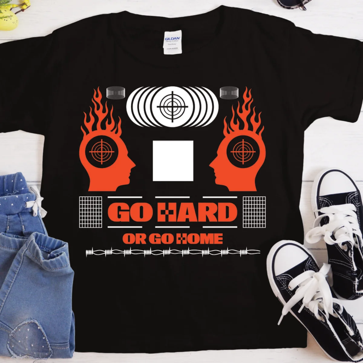 Go Hard or Go Home Streetwear T-Shirt | Heavyweight Unisex Crewneck T-shirt | Gildan® 5000