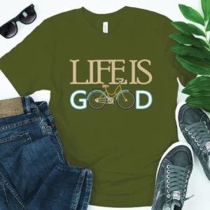 Life is Good Bike Premium Unisex Crewneck T-shirt | Bella + Canvas 3001