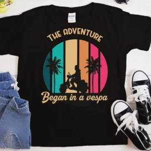 Adventure Begins on Vespa T-Shirt | Unisex Heavyweight Cotton Casual Tee