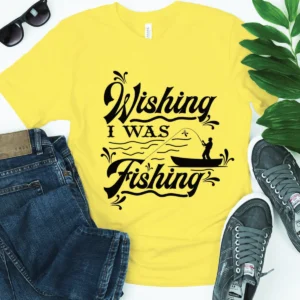 Wishing I was Fishing Premium Unisex Crewneck T-shirt | Bella + Canvas 3001