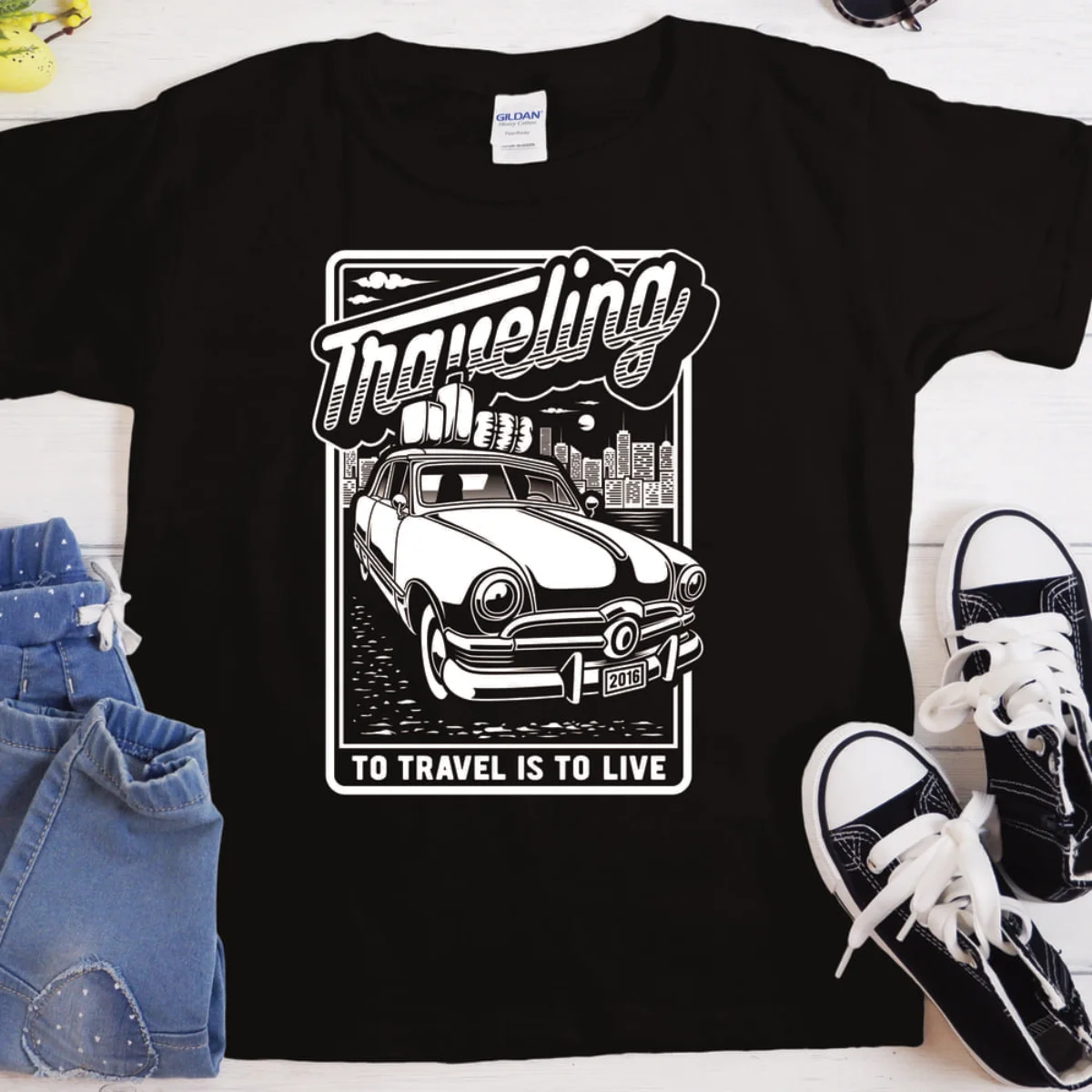 To Travel Is To Live T-Shirt - Heavyweight Cotton, Classic Fit, Unisex Travel Tee
